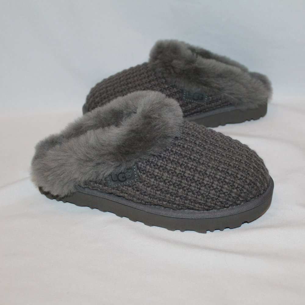 NIB UGG WOMEN'S CLUGGETTE SWEATER KNIT SLIP ON SLIPPERS GRAY - Picture 3 of 7
